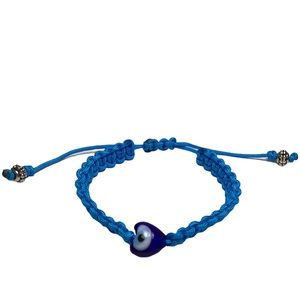 Evil Eye Macrame Bracelet Nylon Cord Blue  Color